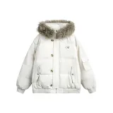 Абрикос, меховой воротник, съемный