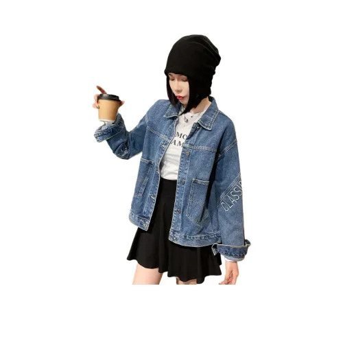 Tonlion Джинсовые куртки среднего синего цвета для женщин