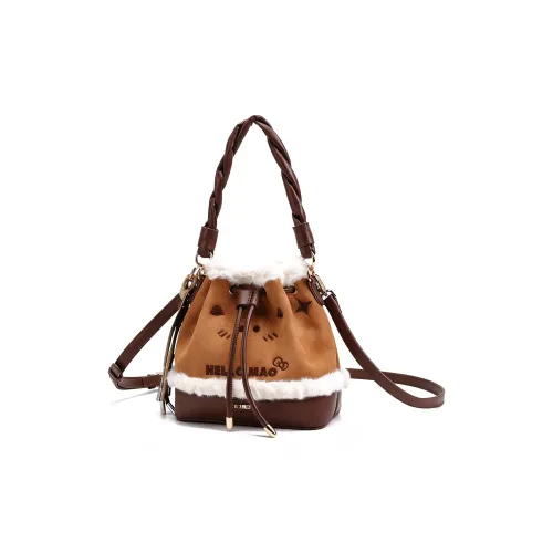 SHORT HAIR GIRL ПУ (полиуретан) Ведрообразная сумка Сумка Стандартная Женская Хаки Коричневый