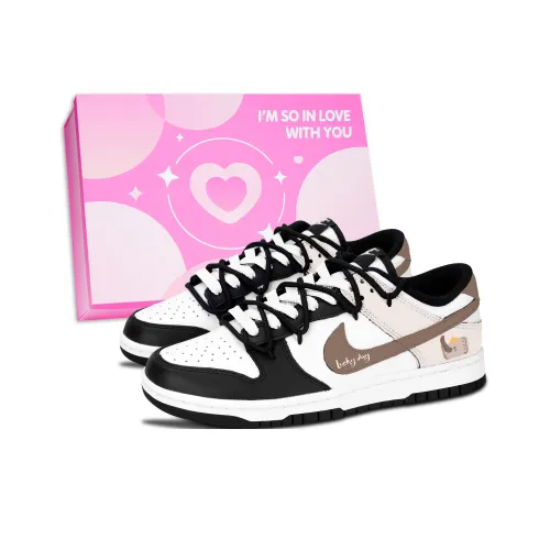 Nike Dunk Черный Белый Мягкий Слон Устойчивый к истиранию Низкий Топ Скейтборд Кроссовки Унисекс Коричневый