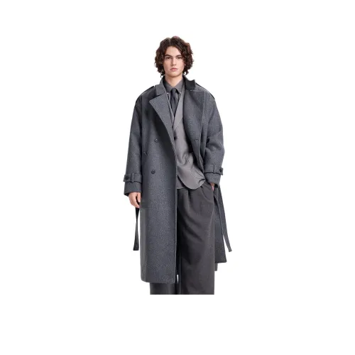 WILD LEADER Мужское пальто темно-черного цвета