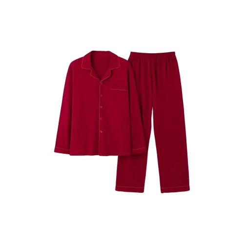 2323 Отложной воротник Мужской 1 комплект Зодиакальный год Свадьба Красный Мужской Пижамные комплекты