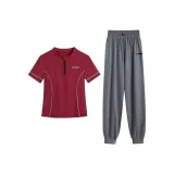 Красный комплект из двух предметов с короткими рукавами (темно-серые штаны)