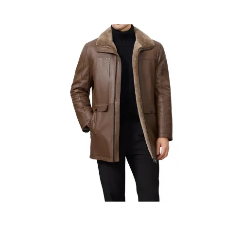 FRANBERG Коричневый Мужская Кожаная Куртка