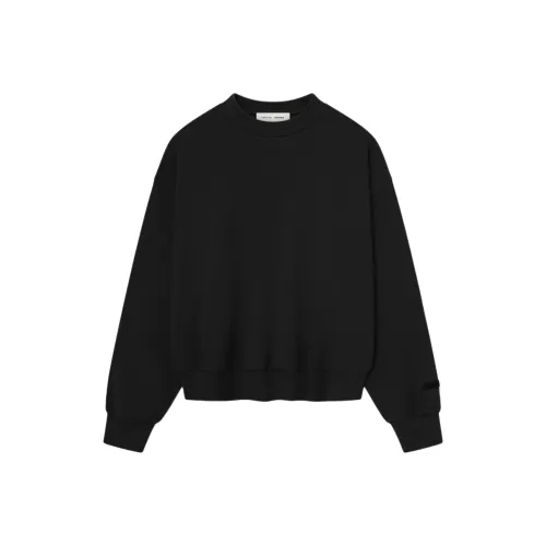 Fear of God ESSENTIALS Fw25 Классический крой флис круглый вырез глубокий черный свитшот мужской