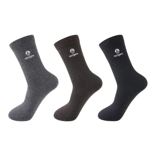 NAVIGARE [3 упаковки] 1 Темно-серый + 1 Кофейный + 1 Черный Мужские носки MID до икры