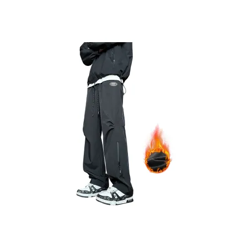 Fakeyoung Черный [С флисовой подкладкой и утолщенный] Унисекс Повседневные Штаны