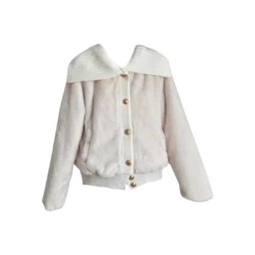 TSKIU Белый Утепленный пальто Женские Бархатные куртки