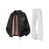 Янтарный Черный + Белый Серый Тренировочные Штаны