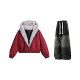 Красный + Черный Джинсы с флисовой подкладкой