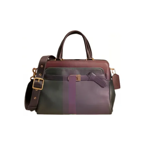 COACH Tate Дубленая кожа Сумка через плечо Сумка для рук Сумка через плечо Большая Женская Оливково-зеленая и Коричневая