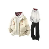 Абрикос + Белый Серый Свитшот + Черные Штаны