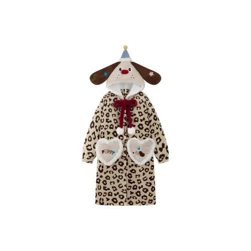 Gongdie Леопардовый принт Женские Банные халаты