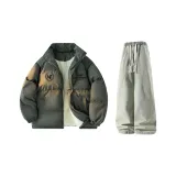 Тёмно-серые + жёлтые грязные джинсы с флисовой подкладкой