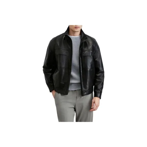 FRANBERG Черные Мужские Кожаные Куртки