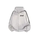 Белый, серый, с флисовой подкладкой, три полосы [премиум]