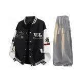 Чёрный + Светло-серый K [Двойной с флисовой подкладкой, термический]