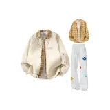 Хаки+Желтый Рубашка+Белый Серый Спортивные Штаны