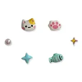 Серьги-гвоздики в форме ушей кошки, трехкомпонентный комплект (розовый)