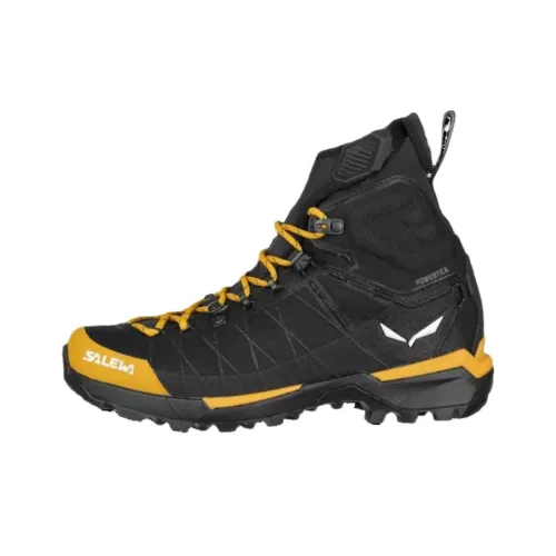 SALEWA Амортизация противоскользящий устойчивый к истиранию водонепроницаемый MID Топ Походная обувь Женские Черный золотой