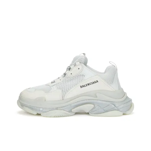 Balenciaga Triple S Low Топ Толстая подошва Кроссовки Мужские Серый Белый