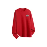 [1 пачка теплый флис круглый вырез] Удачи красный (удобный логотип панды на груди)