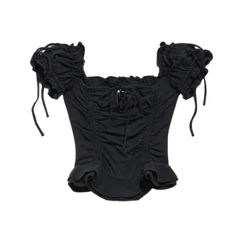 Balenciaga SS26 Рубашка с оборкой на рукаве женская облегающий крой