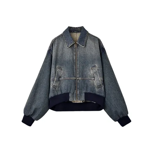 SINBOS Washed Light Blue Women's Denim Jackets SINBOS Промытый Светло-Синий Женские Джинсовые Куртки