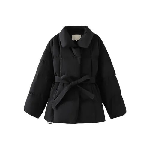 SNZX Черный Кружево Вверх Пуховая куртка Женские Пуховики (пуховики)