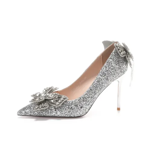 Lanza Низкий каблук Высокие каблуки 9,5 см Женские Серебряные