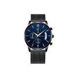 Черный корпус, синий циферблат, золотая игла, сетчатая сумка, стиль