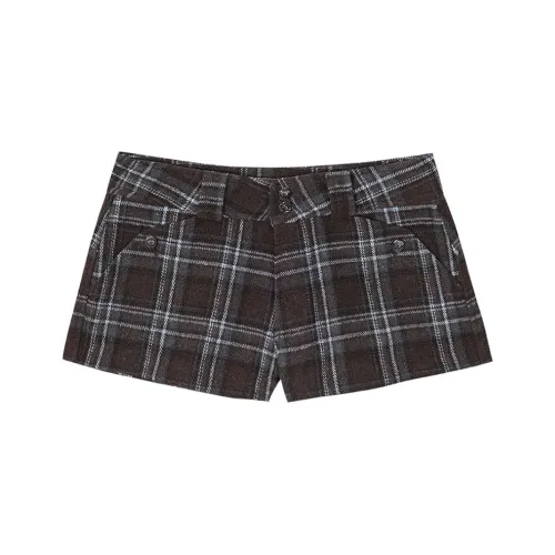 Crank Шерсть Check Микро Шорты Повседневные шорты Женские