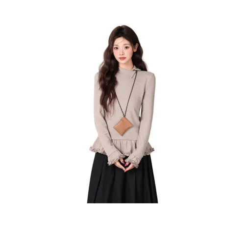 XIAOJUCHUANLI Бежевый верблюжий женский трикотаж