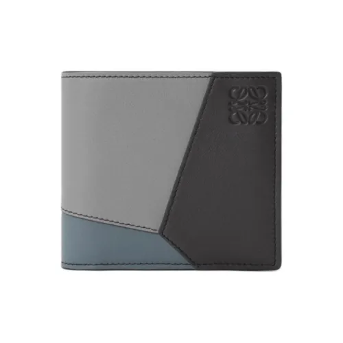 LOEWE Совместное издание Пазл Телячья кожа Кошелек Мужской Асфальтовый серый Бурно-синий