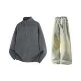 Серый + Желтый Грязь Джинсы с Флисовой Подкладкой