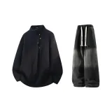 Чёрный + Чёрный Джинсы с Флисовой Подкладкой