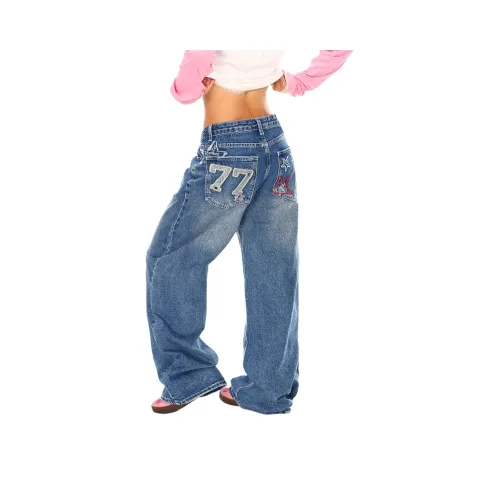 NEVER RULE Синий Унисекс Джинсы