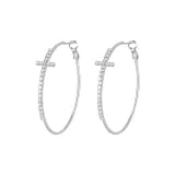 [S925 Серебро] 5 см Крест Большие Серьги-Кольца