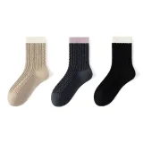 Овсяной+Темно-серый+Черный [Шерсть Тепло/Безшовный крой Кончик носка]