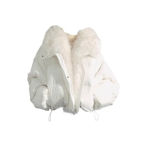 SNZX Молоко Белый Укороченный Пуховик Женские Пуховики (Пуфы)