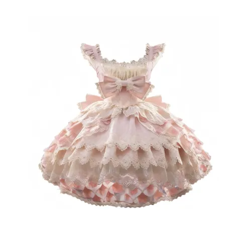 DTLUI Розовый JSK+Цилиндр+Хвост платья+Ожерелье+Перо Ласточкин хвост Женские Платья Lolita