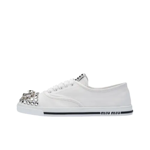 MIU MIU Низкий Топ Стильные Скейтбординги Женские Белые
