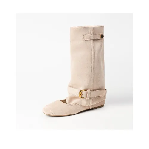 YAFEI XUANYU Колено Высокие сапоги 4CM Женские Абрикос