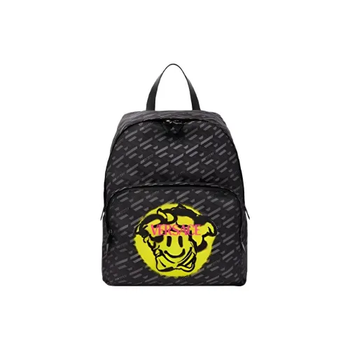 VERSACE Ткань Рюкзак Стандартный Мужской Черный Серый Желтый