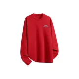 [1 шт Теплый Флис Круглый Шея] Удачи Красный (Mf Геометрический Ледниковый Логотип на груди)