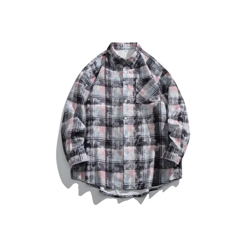 UKTK Розовый Синий Мужские Рубашки