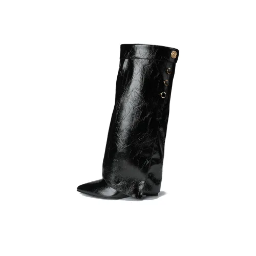 LANMOU Женские высокие сапоги на колено черные