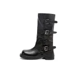 Черные ботинки до середины икры