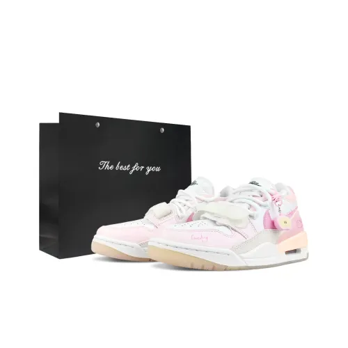 Джордан Legacy 312 WMNS CNY Устойчивый к истиранию Низкий Топ Винтажные Баскетбольные Кроссовки Унисекс Розовый Белый