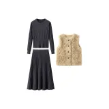 Топ + Юбка + Хаки Жилет